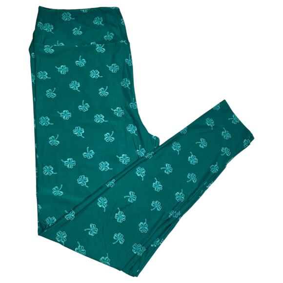 LuLaRoe TC Leggings Clover Shamrock Green St Patrick Day Tall Curvy Buttery Soft - Picture 1 of 9
